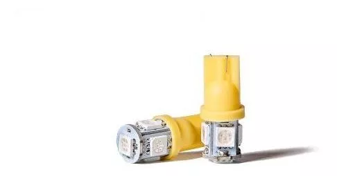 Lampara Led T10 W5w Luz Posicion 5 Led 12v Rosa X2