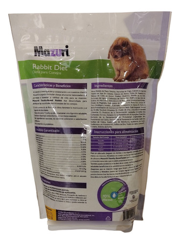 Mazuri Timothy Rabbit Diet 1 Kg Alimento Conejo