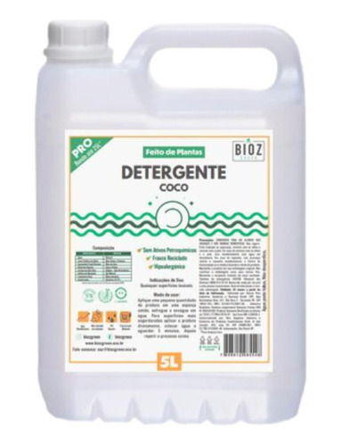 Kit 2x: Detergente De Coco Biodegradável Bioz Green 5l