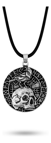 Haquil Collar De Calavera De Cuervo De Runa Vikinga Para Ho.