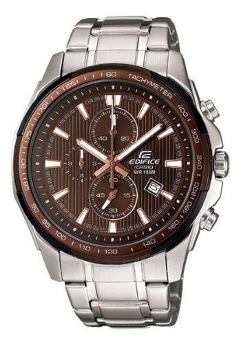 Relógio Masculino Casio Edifice Analógico Ef-566d-5avdf Cor da correia Prateado Cor do bisel Marrom Cor do fundo Marrom