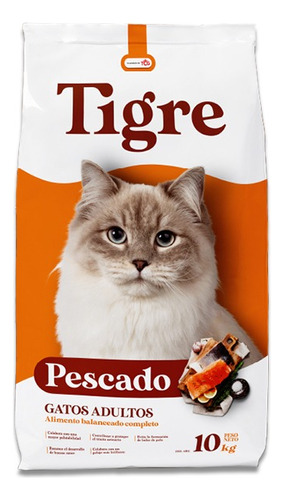 Alimento Para Gatos Adultos. Tigre X10kg Sabor Pescado