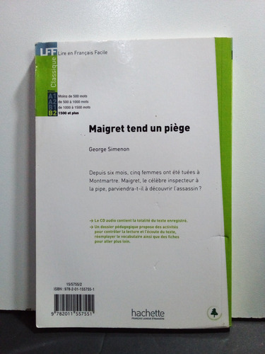 Livro Maigret Tend Un Piège - Georges Simenon - Avec Cd Audio - Hachette - Lff B2