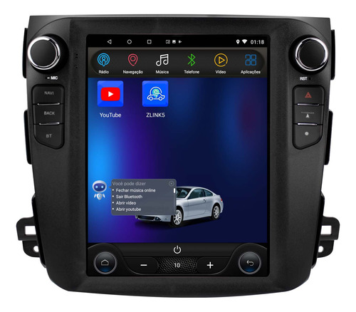 Multimidia Tesla Mitsubishi Outlander Android 14 Carplay Voz