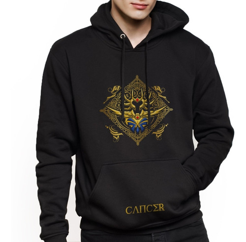 Sudadera Negra Caballeros Del Zodiaco Signo Cancer