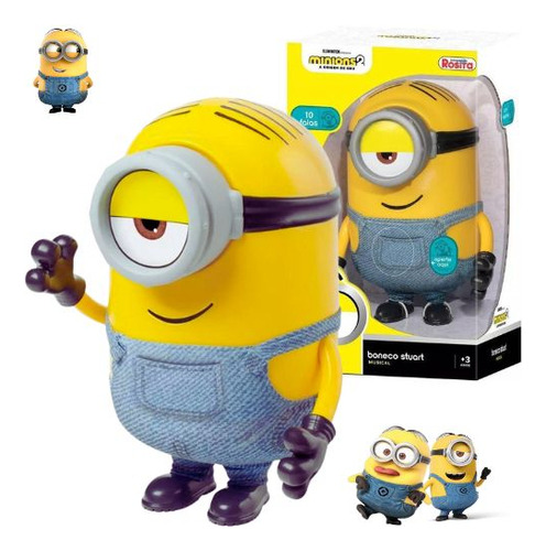 Boneco Minions Stuart do Filme Meu Malvado Favorito 24cm Fala 10 Frases