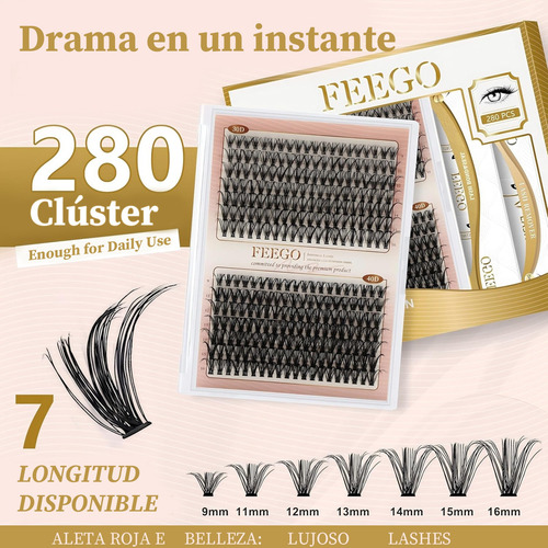 Extensiones De Pestañas Kit Diy Feego 30d 40d 280pcs 9-16mm