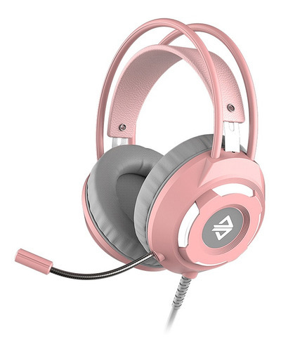 Headset Gamer Fone Ajazz Rosa Stream Jogos Ax120 Usb Luxo Cor da luz Branco