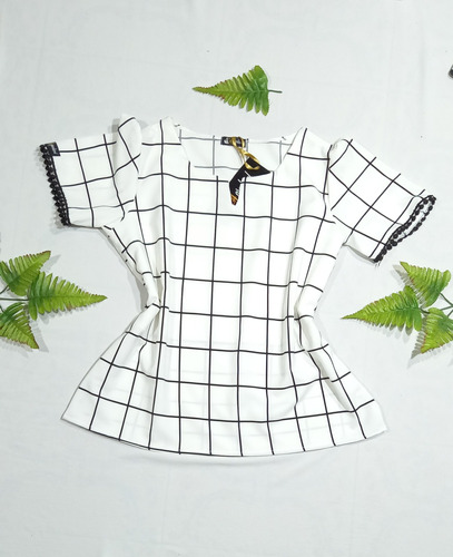 Imagem 1 de 2 de Blusa Xadrez Grid Viscose Conforto Moda Feminina Evangélica