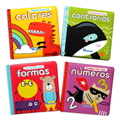 Colección 4 Libros De Formas, Colores, Contrarios, Números