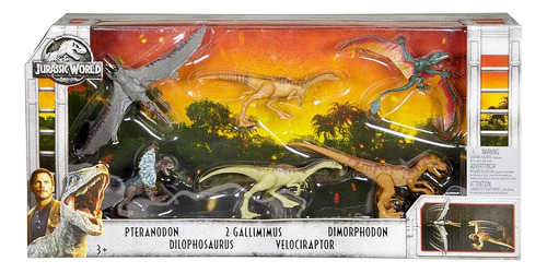 Jurassic World Velociraptor, Dilophosaurus Attack Pack 6 Set