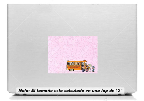 Vinil Sticker Laptop 15cm Snoopy School Bus 23c