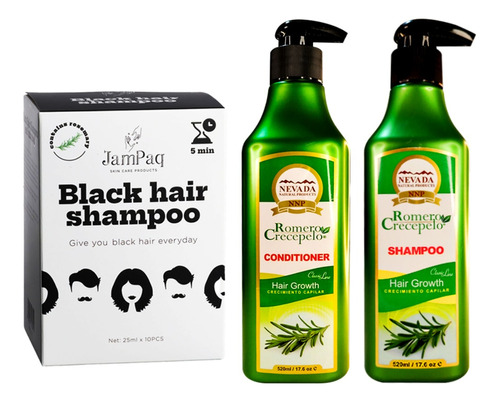 Shampoo + Acondicionador Capilar + Shampoo Negro Caja Jampaq