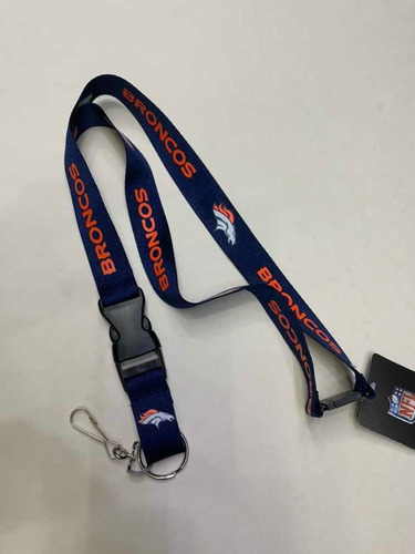 Lanyard Portagafete Y Llaves Nfl Denver Broncos Azul Marino