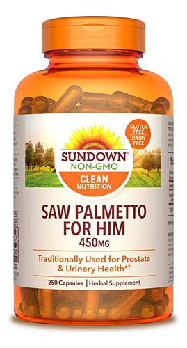 Saw Palmetto 450mg Sundown 250 Capsulas Importado De Usa