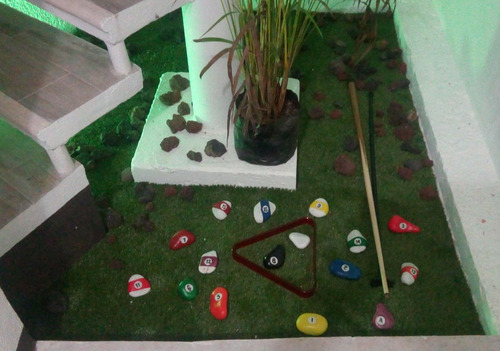 Arreglo Decorativo Para Jardin De Billar, Taco , Triangulo