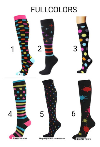 Medias De Compresión Unisex De 15-20mmhg Full Colors