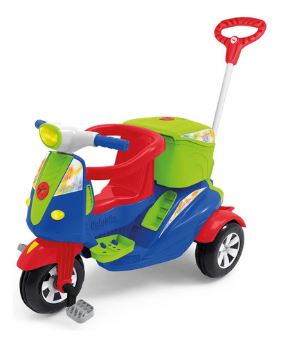 Triciclo Moto Infantil Passeio E Pedal 2 Em 1 Calesita Azul
