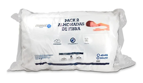 Packx2 Almohadas Hipoalergenicas Confortable Clasicas 50x70