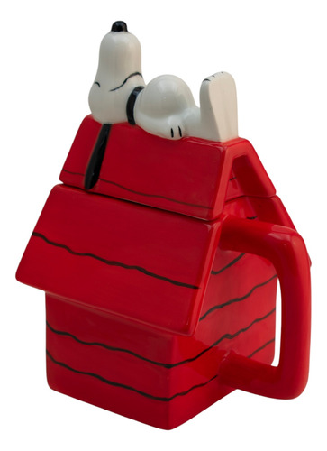 Taza De Cerámica 3d Con Tapa Casa Snoopy Peanuts 591 Ml