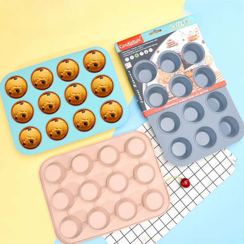 Molde De Silicona Antiadherente Para Cupcakes De 12 Agujeros
