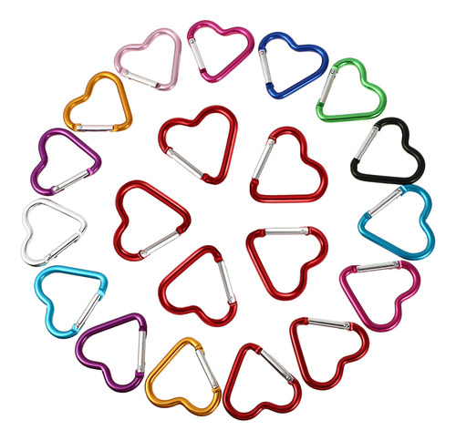 Mosquetón En Forma De Corazón Con Gancho En Forma De S, 20 U