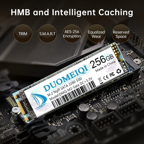 Disco Sólido Ssd Interno Duomeiqi Ngff-256g M.2 SATA 2280 SSD 256gb Blanco