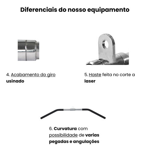 Barra Curva Curvada Puxador Pulley 1,2m Costas Remada Puxada