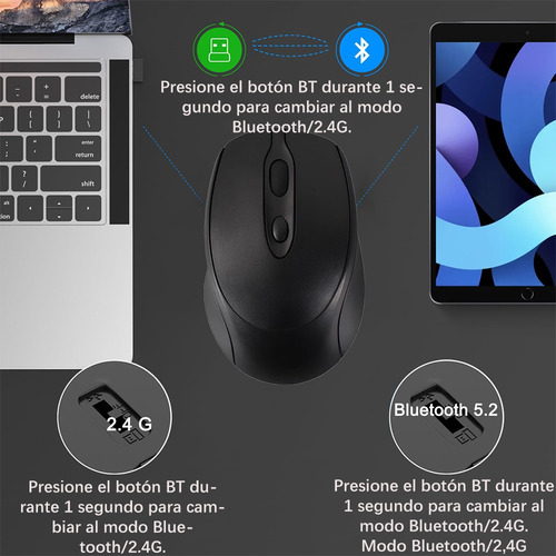 Ratón Bluetooth Inalámbrico Tipo C Recargable Usb