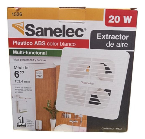 Extractor De Aire 6 Pulgadas Blanco 20 W Sanelec