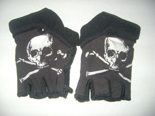 Guantes De Ciclismo Diseño Calavera Negros Saldo Exp.