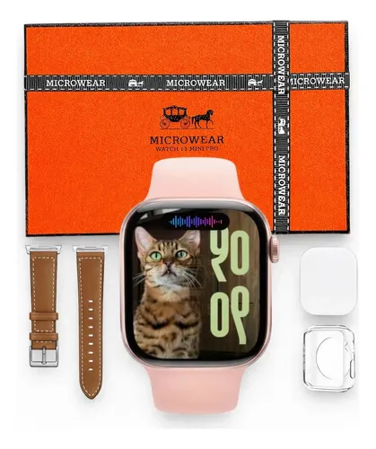 Relógio Smartwatch W11 Mini Pro Série 11 Amoled 42mm Lançamento Rosa