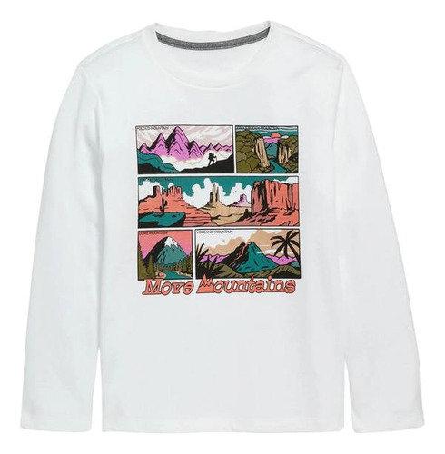 Polera Niño Old Navy Manga Larga Con Diseño Blanco