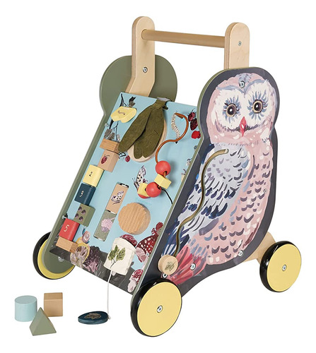 Manhattan Toy Wildwoods Owl Carro De Empuje De Madera Con Cl