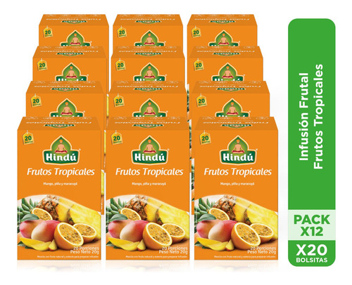 Pack X 12 Und Infusion Frutal Frutos Tropicales Hindu X20