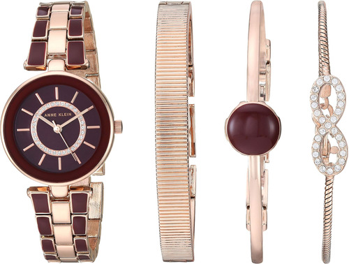 Anne Klein Juego De Pulsera Y Reloj En Tono Oro Rosa Y Borgo