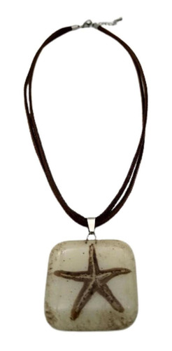 Imagen 2 de 3 de Collar Casual Estrella Mar Vidrio Pintado A Mano