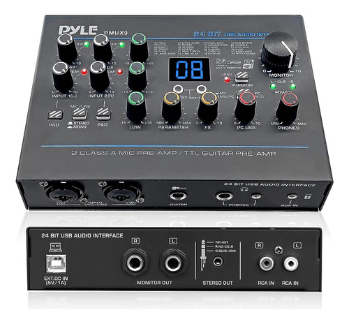 Interfaz De Audio Usb Profesional Pyle Con Mic/line, Guitarr