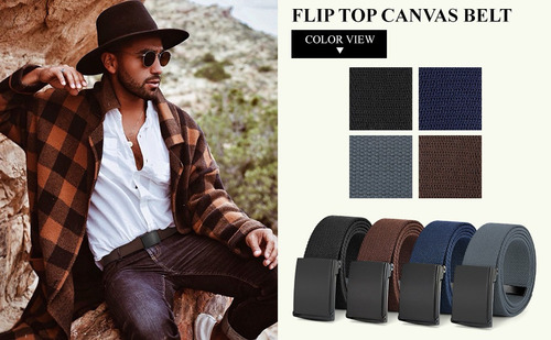 Zt Cinturón Casual Hombre Cinto Elástico Nylon Con Hebilla