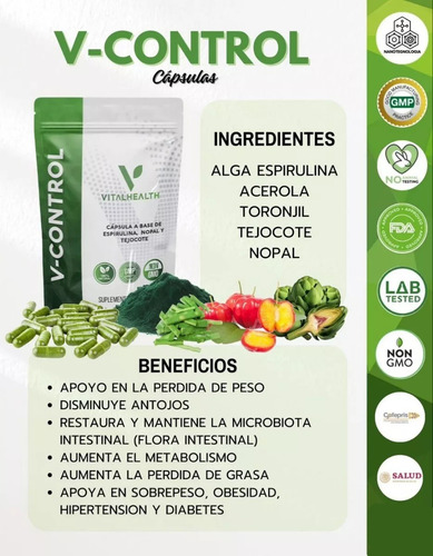 V-control Metabolismo Pérdida De Peso Digestión Diabetes Sabor Sin Sabor