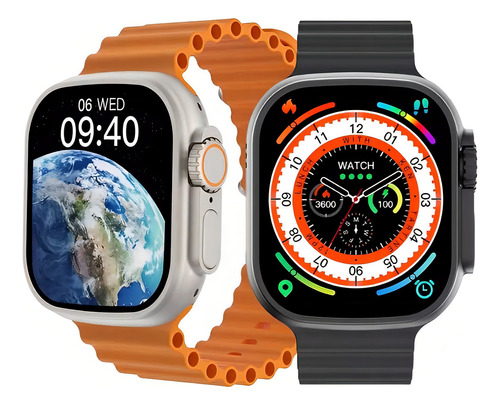 Relógio Smartwatch X9 Ultra2 Amoled Nfc Com 2 Pulseiras Caixa Prateado Pulseira Laranja Bisel Prateado Desenho Da Pulseira Omdulada
