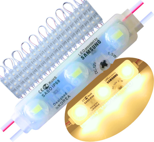 100pçs Módulo Led Samsung Coreano 12v 1,5w Lente 160º Ip68