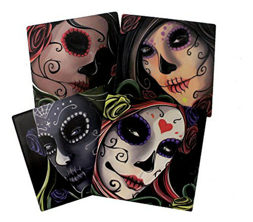 Juego De 4 Posavasos Con Calavera De Azúcar Para Hermanas De