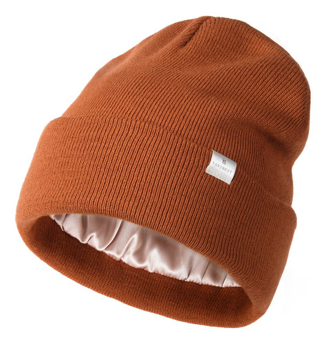 Yanibest Gorro De Punto Con Forro Saitn Para Mujer, Gorro De