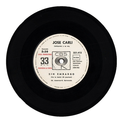 Jose Carli Muñeca De Cera Vinilo Simple 45 Orquesta 