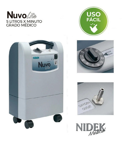 Imagen 6 de 10 de Concentrador De Oxigeno 5 Litros Nuvo Lite Nidek Gradomedico