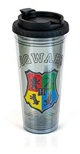 Harry Potter Hogwarts Crest Plastic Travel Mug - Unique 24oz