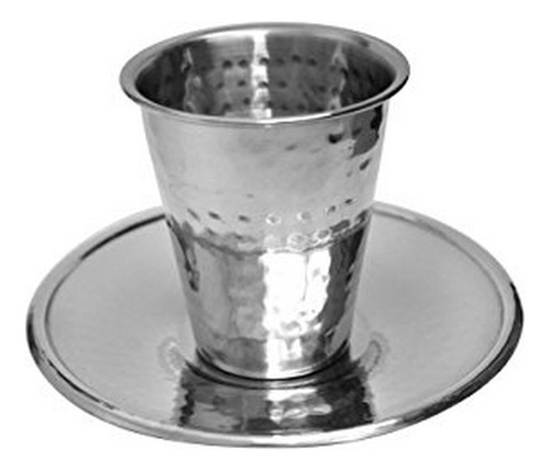 Copa De Kiddush Con Saucer De  | Acero Inoxidable Premium | 