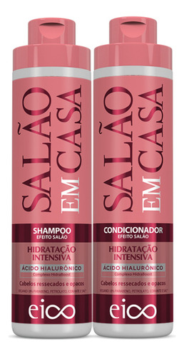  Eico Tratamento Shampoo Sem Sal + Condicionador Leave-in 1550ml Salão Em Casa Hidratação Intensiva Antifrizz Maciez Brilho Capilar