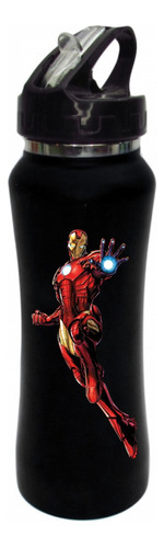 Termo Pitillo Iron Man Botilito Negro 650ml 